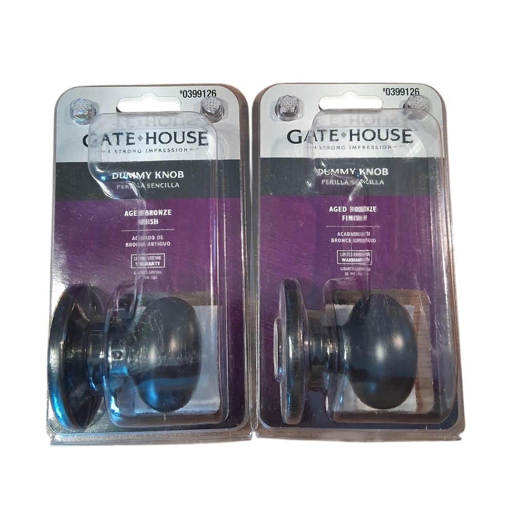 Lot of 2 Gate House Aged Bronze Dummy Door Knob 0399126 NEW E1